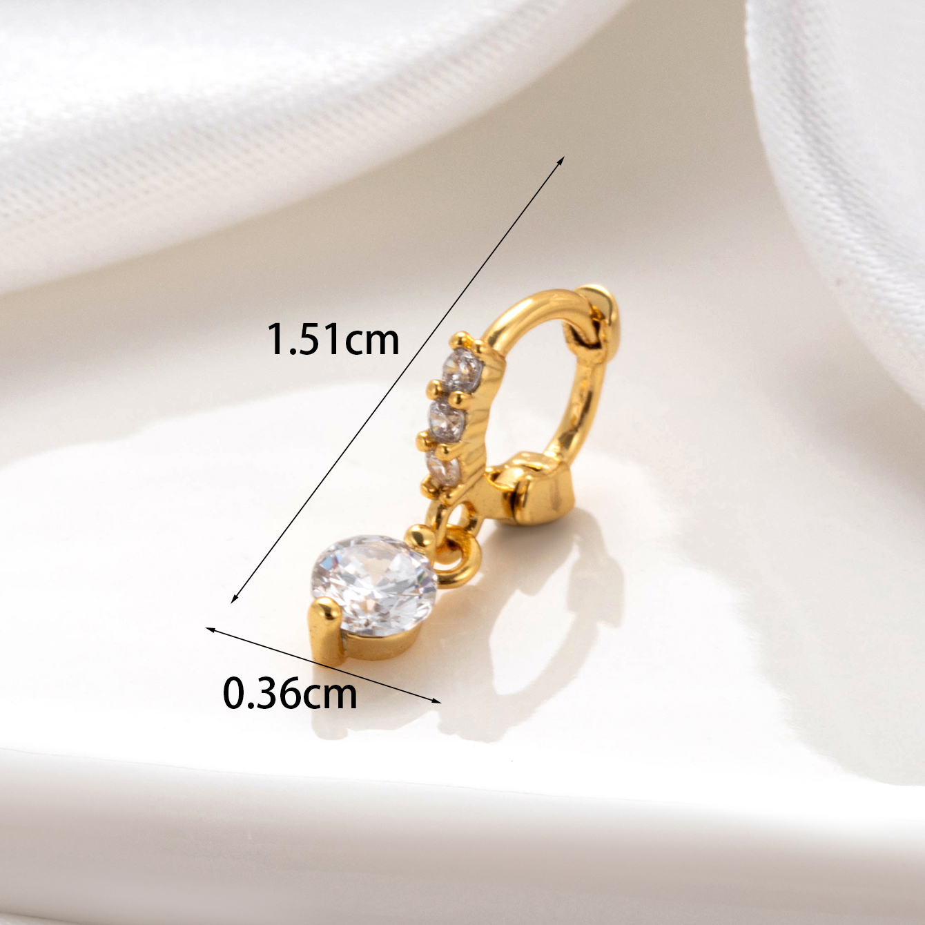 1 Piece Simple Series Classic Geometric Copper  Gold Color Material Zircon Women's Dangle Earrings 